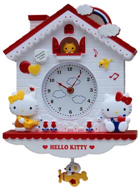 卡通可爱KT猫儿童房小孩子房间挂钟客厅钟表卧室学生挂表壁钟
