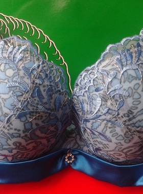 带钢圈  2排扣聚拢舒适文胸 U型性感 80A36A75B34B蓝色