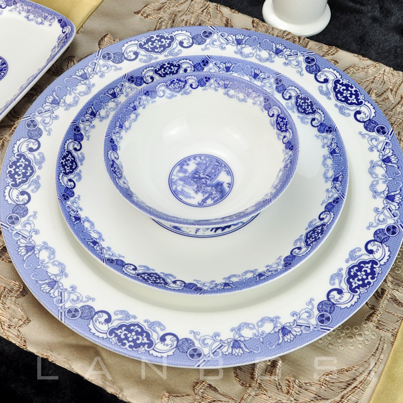 中式酒店摆台餐具陶瓷餐厅饭店包厢会所摆盘骨瓷套装碗盘碟汤勺杯,餐饮具,盘,淘宝优惠券,粉丝福利购,淘宝优惠卷