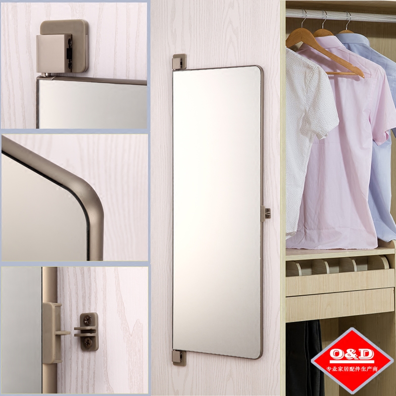 平开门衣柜镜子全身无边框镜子翻转隐藏式穿衣镜衣橱衣帽间办公室