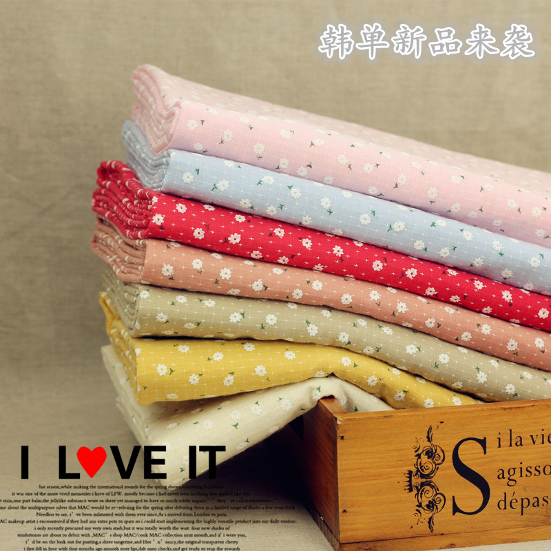 韩单夏秋季7色清新小花纯棉布料