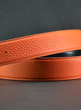 皮带真皮男士平滑扣腰带h扣头不带头头层牛皮无头皮带条3.8 3.2cm