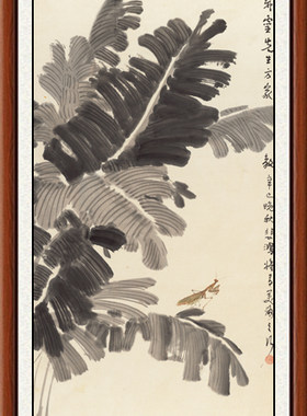 国画字画真迹非手绘花鸟画现代客厅装饰画仿徐悲鸿芭蕉螳螂赠装裱