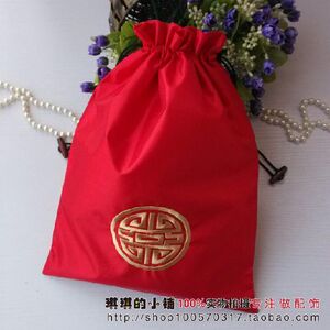 中国元素绣花礼品袋 团喜束口福袋 大号抽绳 收纳袋 现货批量定做