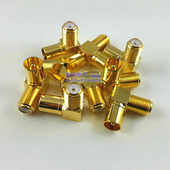 高品质镀金全铜螺纹英制F头母转RF公 有线电视面板转换转接头