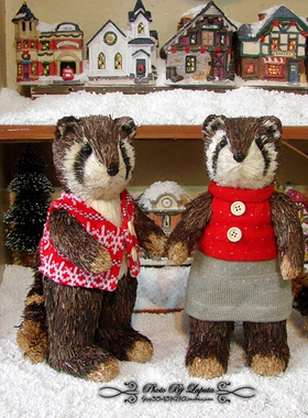 田园风草编森林系婚礼工艺摆件