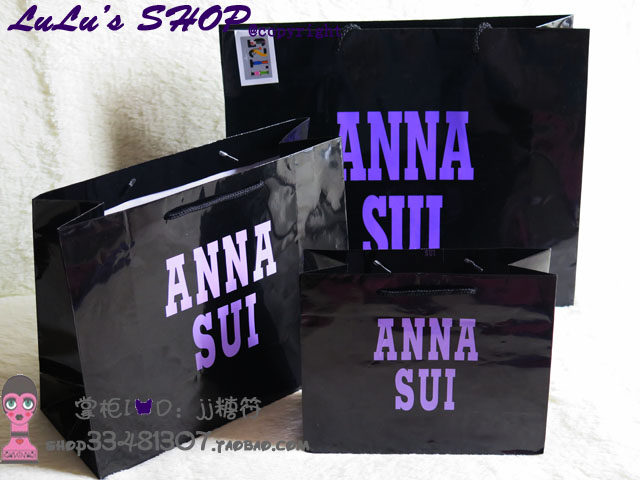 Anna Sui安娜苏服饰专柜IT专柜黑色LOGO购物袋纸袋横版