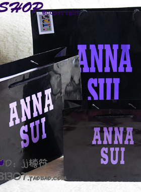 Anna Sui安娜苏服饰专柜IT专柜黑色LOGO购物袋纸袋横版