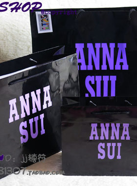 Anna Sui安娜苏服饰专柜IT专柜黑色LOGO购物袋纸袋横版