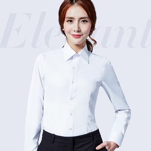 伯曼春季白衬衫女长袖职业V领修身工作服正装大码韩版衬衣女装ol