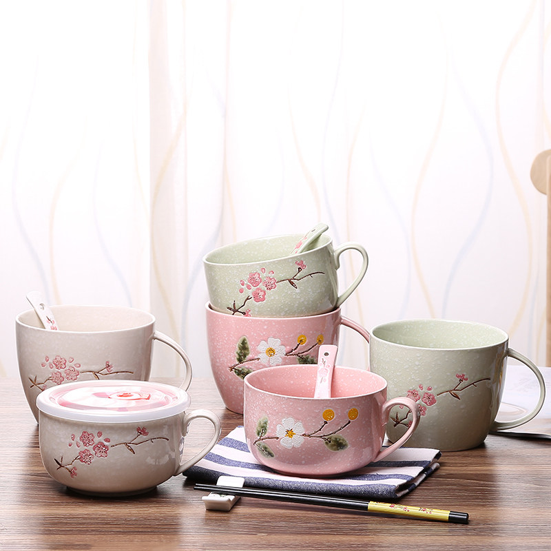 Creative snowflake porcelain underglaze color microwave oven noodles cup