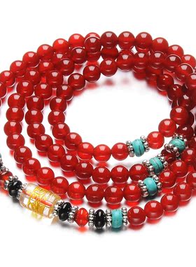 天然红玛瑙108粒佛珠佛珠手链