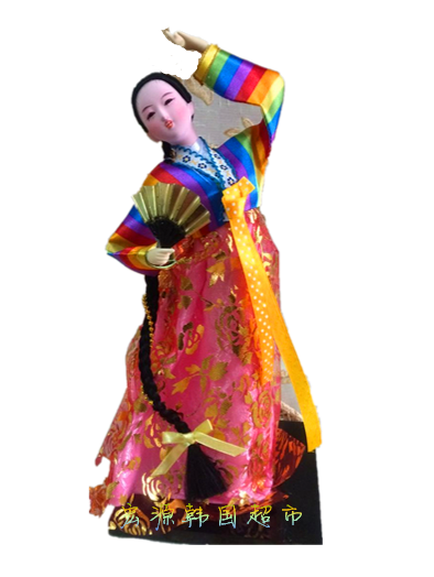 韩国传统娃娃摆件韩服娃娃装饰长辫子女郎摆台料理店烧烤店