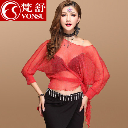 梵舒肚皮舞上装练功服上衣2017新款网纱袖舞蹈上衣女秋冬性感服装-tmall.com天猫