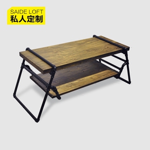 北欧工业风现代简约边桌客厅简易小户型铁艺实木双层创意茶几茶桌