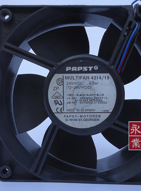 德国PAPST 12038 12CM 变频器风扇 24V 4.5W 4214/19 三线测速