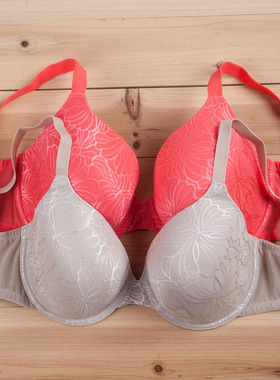 N324高端提花定型簿模杯外贸大码内衣大罩原单文胸65FG70G75G90E