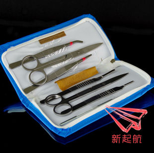 包邮不锈钢解剖七件套 解剖剪刀针镊子 生物医学实验器材教学仪器