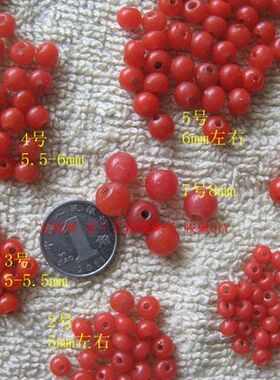 清朝手工正红色琉璃古玩珠子