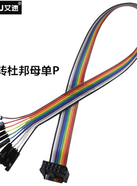 FC10P转杜邦母10P单P间距2.54长度30cm排线FC转杜邦彩连接线纯铜