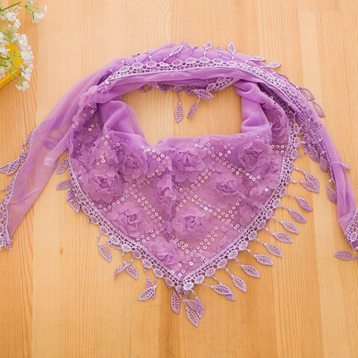 气质女士薄三角巾流苏丝巾