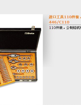 原装进口意大利BETA 110件装 公制铬钒钢丝锥 板牙组套 446/C110