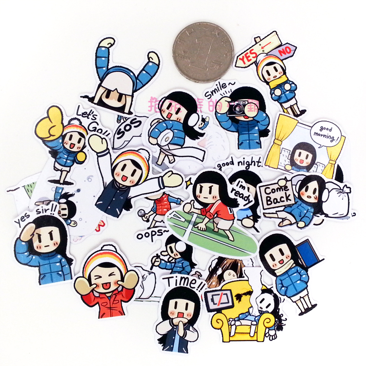 自制手帐贴纸手帐周边韩国line表情Smile Brush第二弹日记本贴画