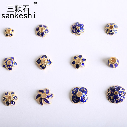 diy滴油石榴石手链佛珠多圈花帽