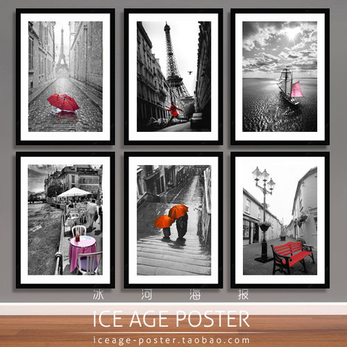 摄影欧洲西餐厅简约现代风装饰画