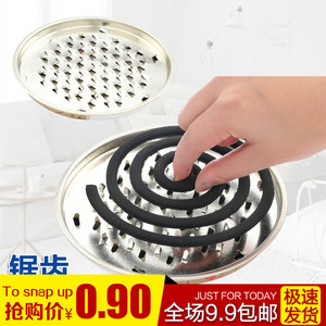 不锈钢大号锯齿蚊香盘蚊香座 防火蚊香托盘蚊香支架 蚊香盒接灰盘