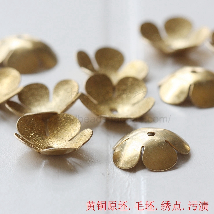 DIY饰品铜配件15.8mm五瓣花 花托 闪光 毛坯 头簪配饰(3582C)