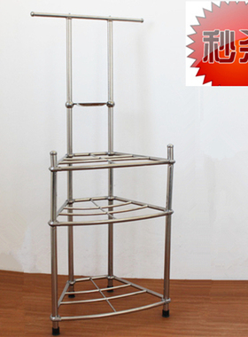 不锈钢脸盆架落地洗脸盆架子三四角架多层面盆架厨房卫生间置物架