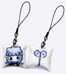 钥匙扣手机链双面绣十字绣挂件十二星座之白羊座