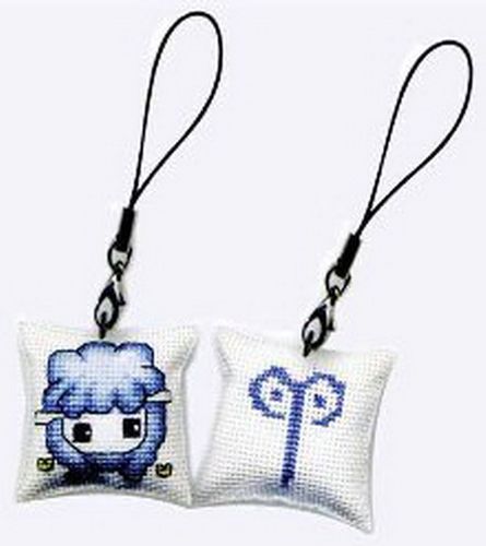 钥匙扣手机链双面绣十字绣挂件十二星座之白羊座