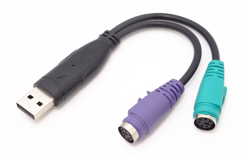 USB转PS2转换线键盘鼠标转接线 转换头转接头一个USB转两圆口