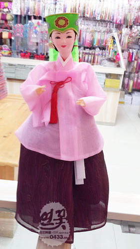韩国进口传统人偶/新娘韩服娃娃/韩国料理店摆设/正品/H-P03340-5