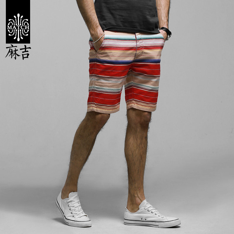 match麻吉沙滩条纹短裤男士宽松大码五分裤男休闲中裤潮马裤S3646|ruв категории Мужская одежда, брюки - от Buy2taobao.com для оказания профессиональной услуги покупки агента Taobao