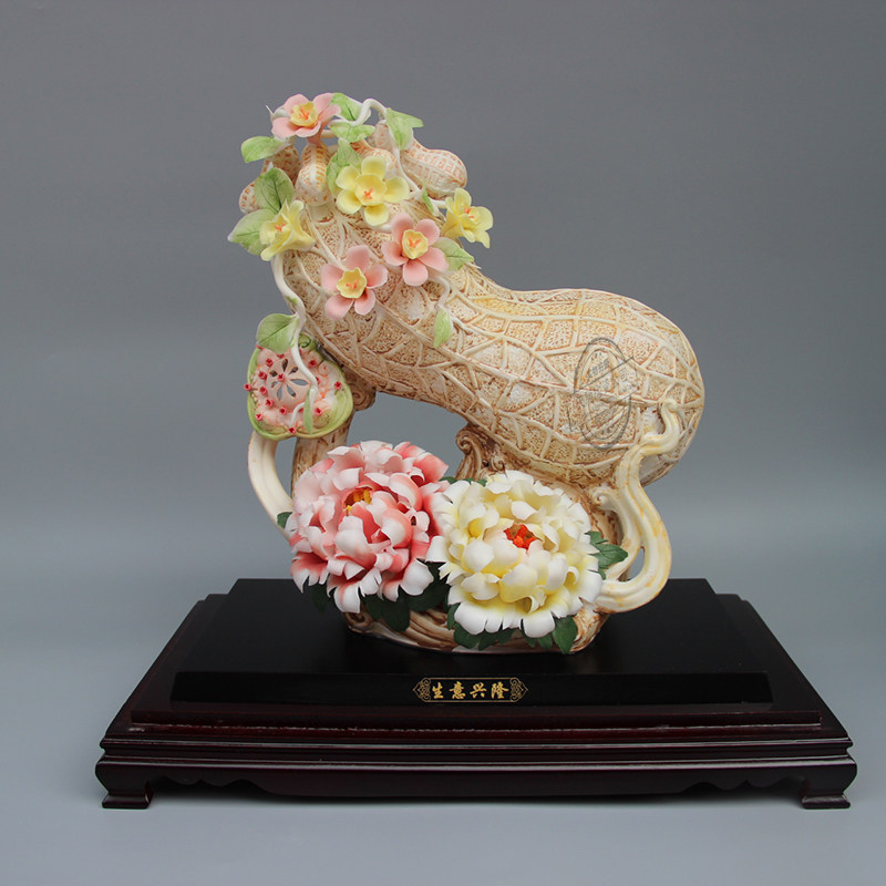 景德镇天驰陶瓷 陶瓷雕塑工艺品 创意家居饰品摆件 瓷雕生意兴隆