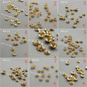 925纯银花托鎏花片镀24K金花托花帽花片DIY手链手串首饰品配件