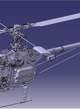 F 油动直升机 带副翼遥控直升机 3D建模模型图纸资料