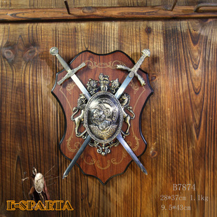 直销组合古罗马盔甲武士盾牌欧式客厅书房墙面装饰品复古怀旧酒吧