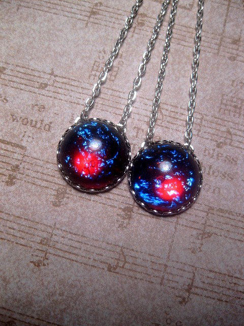 Jewellery㊣手作代购 特别维多利亚歌特闪光火红蛋白石镶银项链