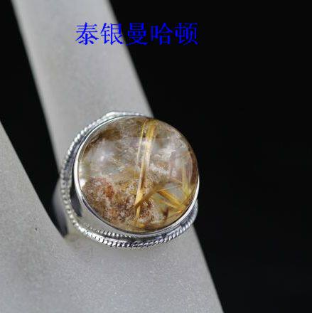 泰银 曼谷银 手工925纯银 正品天然幽灵钛发晶【聚宝盆】女戒指15