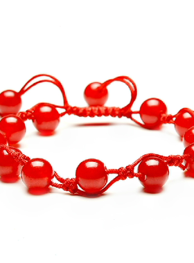 石来玉转本命年红绳手工编织玛瑙