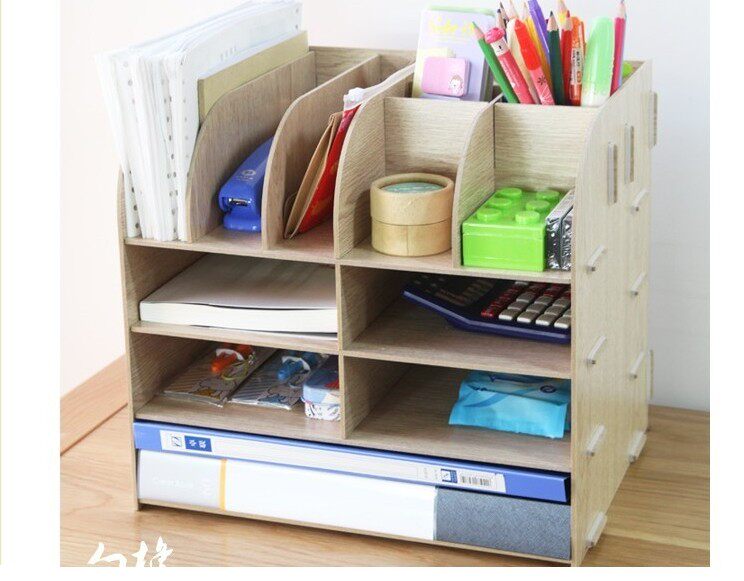 创意办公桌面收纳盒 文件架 资料架 木质杂志盒a4纸整理柜包邮