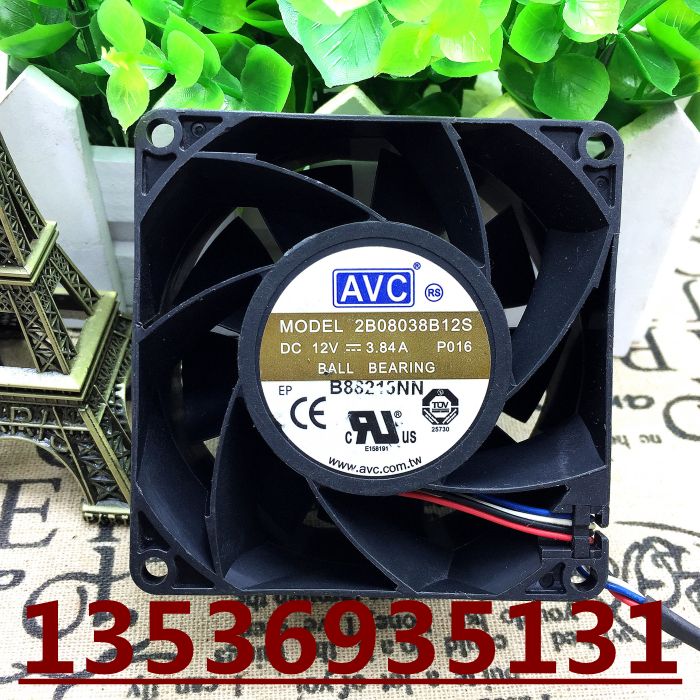 现货原装 台湾AVC 2B08038B12S 8038 12V 3.84A 4线服务器大风量
