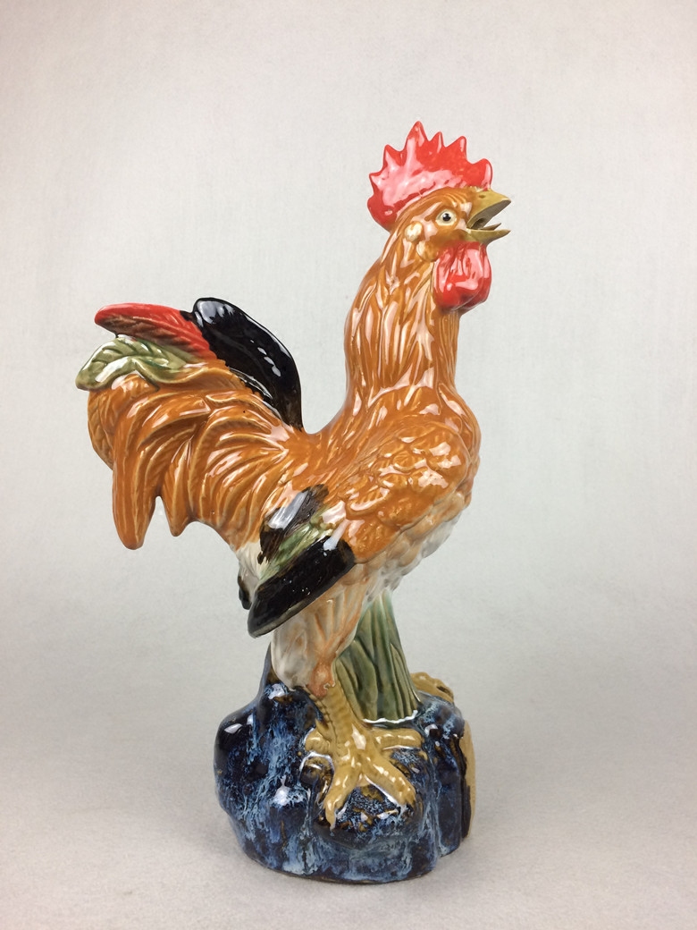 公鸡金鸡报晓石湾公仔陶瓷动物摆件生肖鸡家居摆设