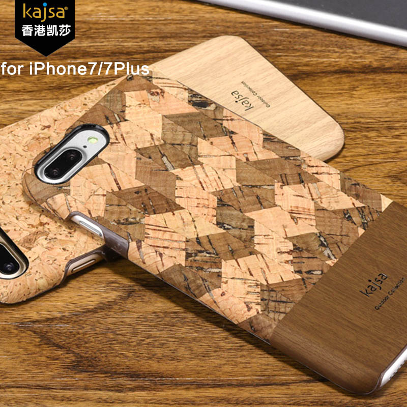 kajsa Outdoor Collection Wood Pattern Corkwood Nature PU Leather Hard Case Cover for Apple iPhone