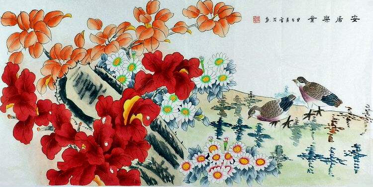 纯手绘国画字画装饰画热销YE010952顾雪芳四尺工笔画花鸟 鹌鹑136