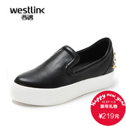 Westlink/West fall 2015 new dermal riveting muffin Chao pointed feet thick women love shoes